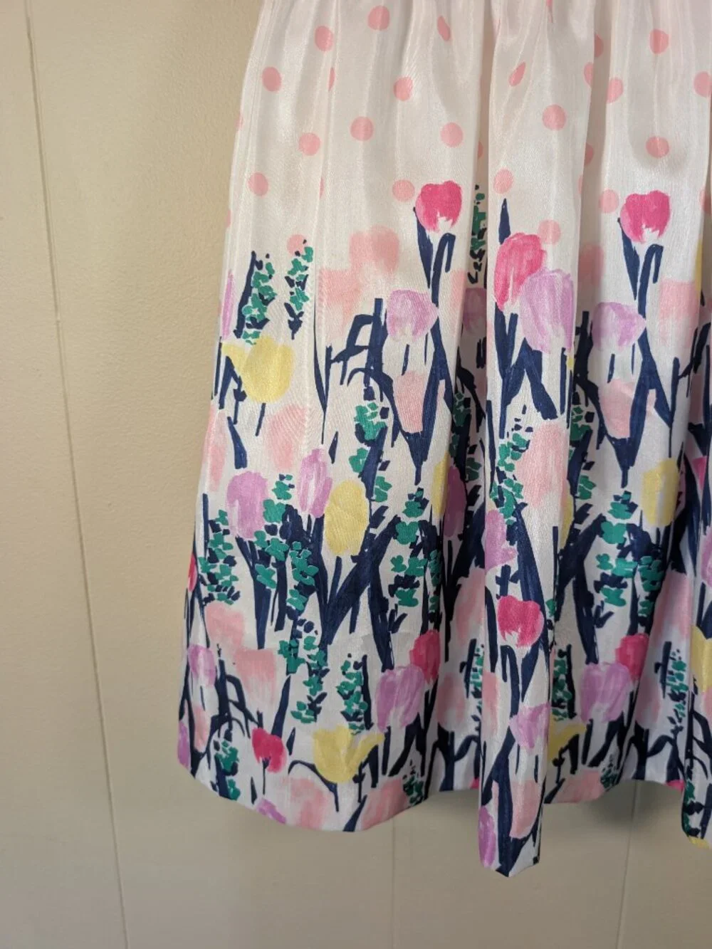 GYMBOREE Girls 12 Floral Polka Dot Dress Pink White Spring Easter Garden Party